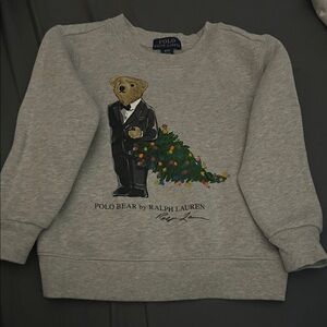Ralph Lauren Kids Gray Sweater with Tuxedo Bear